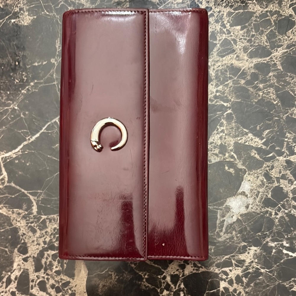 Cartier Burgundy Wallet with Silver Accent